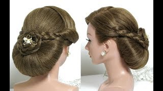 Bridal hairstyle for long hair tutorial Wedding updo with braids [upl. by Anana]