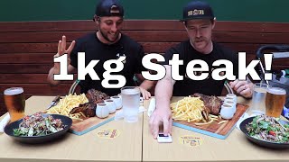 1kg Tomahawk Steak Challenge and Beer Chug  1000 Subscriber Video Hint [upl. by Caasi]