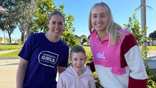 Laura Scherian and Tayla William surprise a special fan with Grand Final tickets [upl. by Ilarrold]