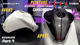 PEINTURE MOTO JE REPEINS LE RÉSERVOIR EN FULL BLACK  IMPRESSION CARBONE hydrodipping🏁 [upl. by Zirtaeb]