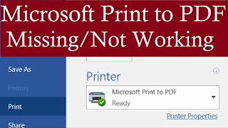 MICROSOFT PRINT TO PDF IS GONE Microsoft print pdf is missingnot working [upl. by Uokes220]