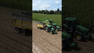 Silage with a John Deere 8200i forage harvester johndeere farming drone agriculture farm [upl. by Onra]