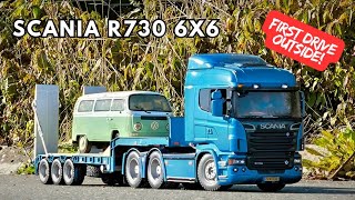 ULTRA REALISTIC SCANIA V8 RC Truck  First Drive Outside [upl. by Carie82]