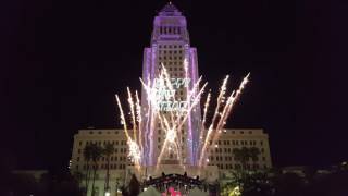 Grand Park LA New Years Eve Celebration City Hall Light Show and Fireworks [upl. by Anawed]