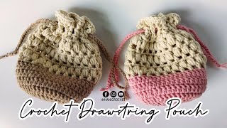 Crochet Drawstring Pouch  Crochet Drawstring Bag  STEP BY STEP [upl. by Charmane]