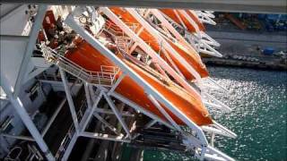 Okpo Free fall lifeboat launching Nov 2010wmv [upl. by Anaujik]