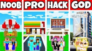 Minecraft FAMILY GROCERY STORE BUILD CHALLENGE  NOOB vs PRO vs HACKER vs GOD in Minecraft [upl. by Rednaskela]