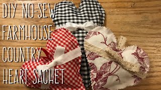 DIY NoSew Farmhouse Country Heart Sachets [upl. by Garlen]