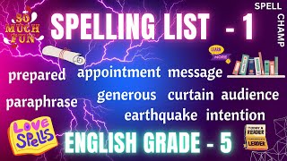 English Grade 5 Spelling List 1 [upl. by Nwavahs]