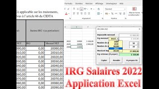 Application IRG SALAIRES 2022 Excel تطبيق الضريبة على الدخل الاجمالي للأجور 2022 [upl. by Tandy]