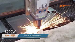 25mm carbon steel cut by 8000w fiber laser cutting machine with PRECITEC laser head [upl. by Hildegard655]