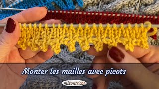 Tricot MONTER LES MAILLES AVEC PICOTS 🐑 [upl. by Blakely946]