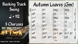 Autumn Leaves  Gm  112 BPM  Backing Track [upl. by Nemsaj552]