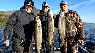 Pêche à la truite grise lac Memphrémagog ouverture pêche truite laketrout touladi fishingvideo [upl. by Ainimre]