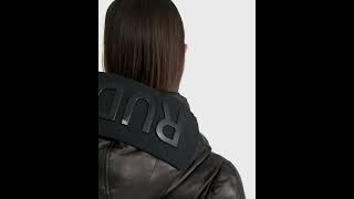 RUDSAK Shiny CALI X LUXE CLOUD LEATHER FITTED MAXI DOWN PUFFER Coat Hooded Black Women [upl. by Fruin]