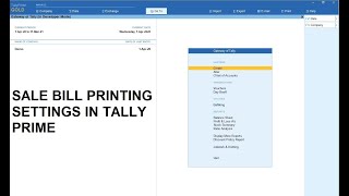 Sale Bill Printing Settings in Tally Prime  Tally Prime guide [upl. by Blancha561]