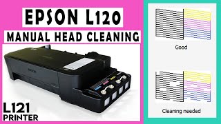 Epson L120 Head Cleaning and Nozzle Check Without Computer  Epson L121 tutorial [upl. by Griffith]