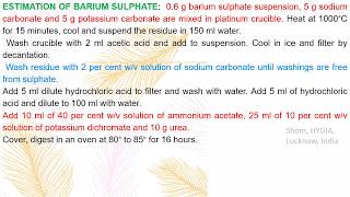 Gravimetry Estimation of BaSO4 by Shom Prakash Kushwaha HYGIA INDIA [upl. by Odo368]