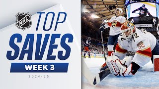 The SAVES you GOTTA SEE from Week 3 👀  202425 NHL Highlights [upl. by Liartnod]