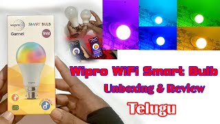 Wipro WiFi Smart Bulb Unboxing amp Review Telugu  Wipro Garnet 9W B22 Smart WiFi Bulb [upl. by Eiramait]