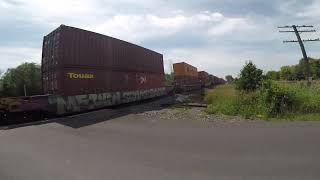 Eastbound CPKC at Wicklow Beach Road ACU leader and grey ghost railfanning railways [upl. by Nodnorb]