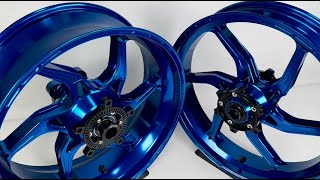 Gloss Blue Core Moto forged wheels for sportbikes [upl. by Pittman29]