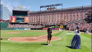 11yearold Yolanda Ji performs the National Anthem for MLB Baltimore Orioles home game 04142024 [upl. by Nnairet]