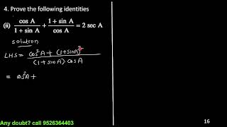 10th trigonometric identities qn 4 ii [upl. by Ednew]