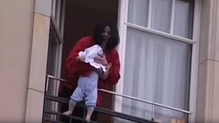 Michael Jackson dangles his baby over a hotel balcony [upl. by Jocko]