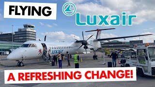 Luxembourg to Manchester with Luxair and the Bombardier Dash8 I was Surprised [upl. by Tiffie]