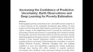 Increasing the Confidence of Predictive Uncertainty Earth Observations and Deep Learning for Poverty [upl. by Bazil756]