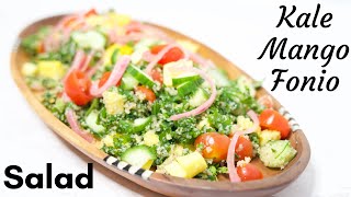 Delicious Massaged Kale Mango Fonio Salad [upl. by Areid393]