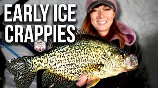 Ice Fishing WeedEdge Crappies  EARLY ICE [upl. by Eniamerej330]