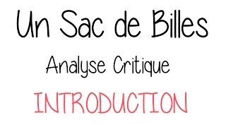 Un Sac De Billes  Analyse Critique INTRODUCTION [upl. by Messab]