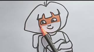 Cute Dora Drawing Coloring and painting for kids and toddlers How to draw Dora Child Art [upl. by Oinotnas]