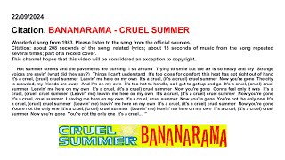 000530 Citation BANARARAMA  CRUEL SUMMER [upl. by Jepson]