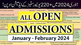 All Open Admissions in January 2024  220 GovtPrivate Universities Admissions Open [upl. by Bourn]