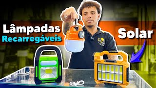 LÂMPADAS SOLAR  Ótimas opções RECARREGAVEIS e SOLAR Perfeito para sítio e acampamento [upl. by Wolfgram]