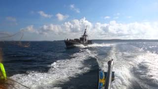 Swedish veteran flotilla torpedo boat T56 and missile boat R142 Ystad hauling the seas [upl. by Suirada822]