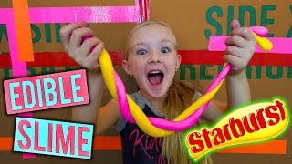 EDIBLE STARBURST SLIME MAKING SLIME INSIDE GIANT BOX FORT CHALLENGE [upl. by Chiarra539]