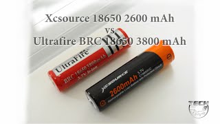 XCSOURCE 2600 mAh vs Ultrafire 3800 mAh  18650 Lithiumion battery test review [upl. by Yuji]