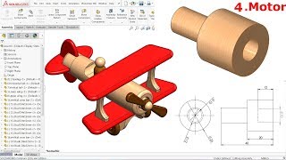 SolidWorks Tutorial Wooden toy Plane 4Motor [upl. by Richman]