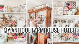 Styled Antique Farmhouse Hutch  Ironstone Jadeite Tins amp Marmalade Jars Galore 🏡 [upl. by Levine]