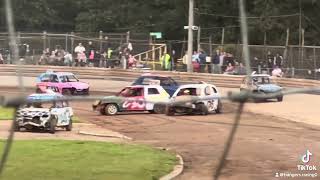 Arlington Raceway HIGHLIGHTS 2024 Banger racing junior Bangers Buster taken out [upl. by Idnahr513]