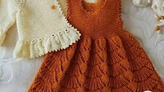 Frock with Umbrella Knitting Design Jali Tutorial Girls Woolen FrockDesign411 [upl. by Meisel740]