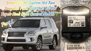 Lexus Lx570Part1Afs System Not Run Diagnose Fault B2418 amp B2425 RH Side Head Light Control Module❓ [upl. by Arodnap]