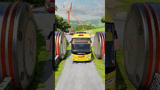 Cement Trucks and Cargo Bus CRASH into Bollardsbeamng shorts beamngdrive [upl. by Ardnahs308]