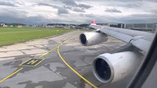 Swiss Airbus A340300 takeoff from Zürich [upl. by Hsizan]