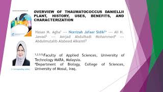 Overview of Thaumatococcus Daniellii Plant History JASR 2022 122 80 90 [upl. by Lemmuela]