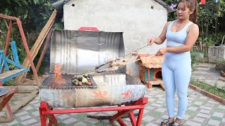 Make Charcoal Stove For Grilling Food Grilled Chicken amp Sausage Delicious LIVING OFF GRID \ Junni [upl. by Ahsilahk]